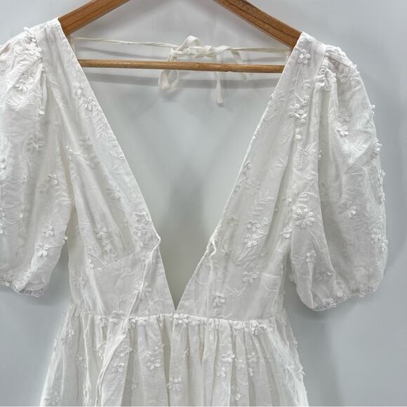 Showpo Cottagecore Abbey Tie Back Milkmaid Romantic Prairie Embroidered Dress 2 - Picture 9 of 16